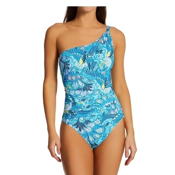 New! Bleu Rod Beattie One Shoulder Boho Paradise Swim Suit - Picture 6 of 9